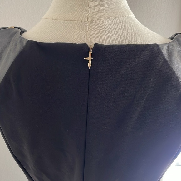 TRU TRUSSARDI Little Black Dress LBD Leather‎ Zip Up Mini size 4 Party Wedding - Picture 5 of 10